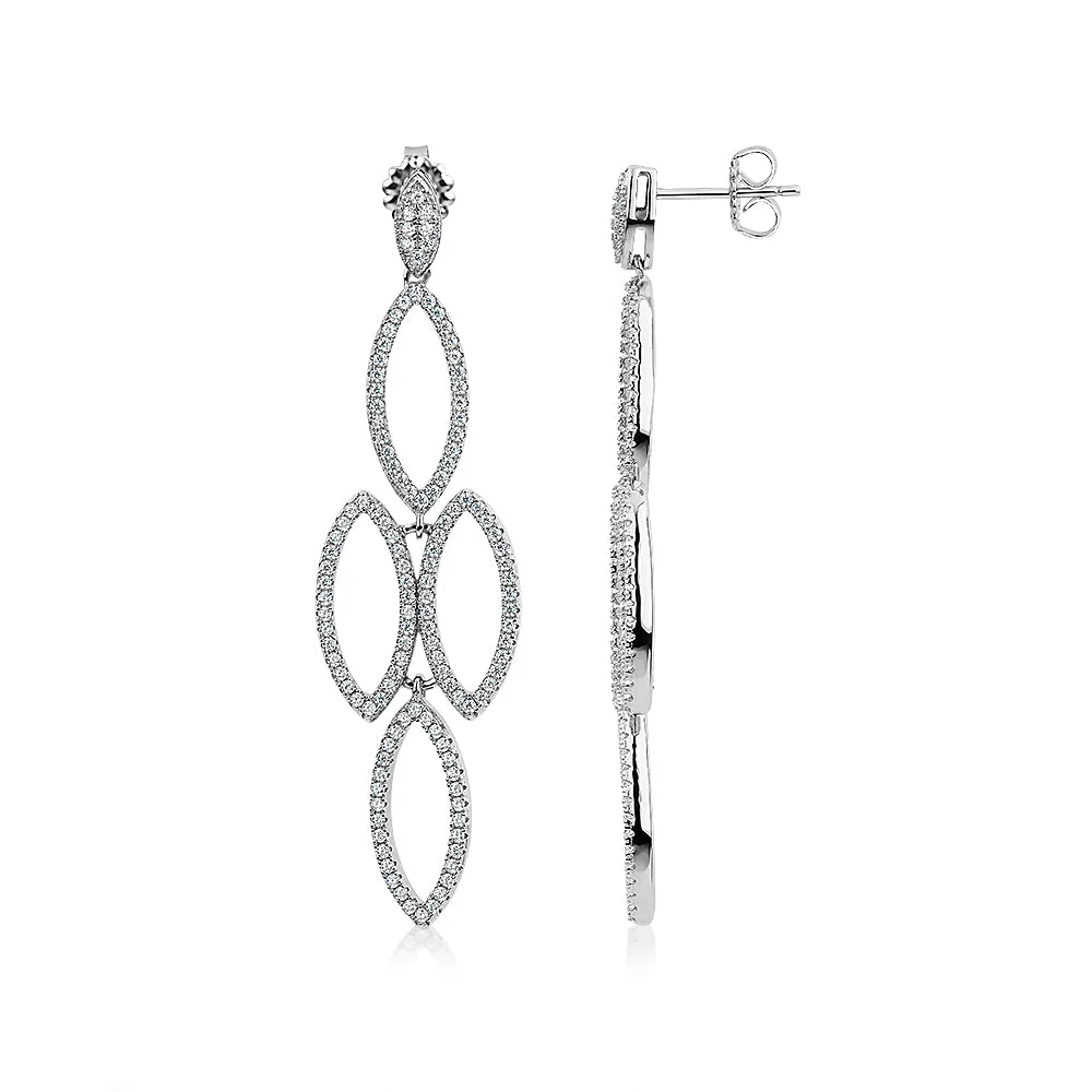 Round Brilliant drop earrings with 0.64 carats* of diamond simulants in sterling silver