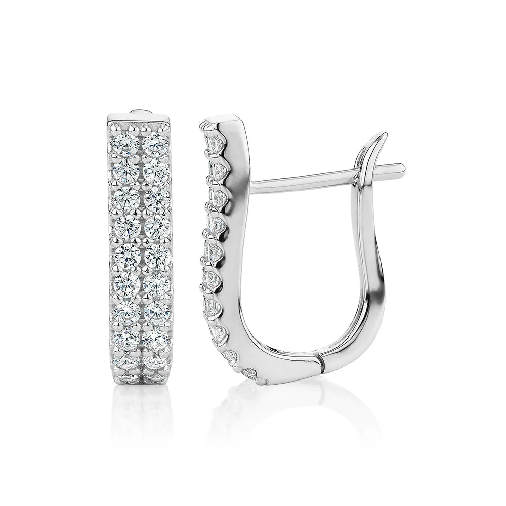 Round Brilliant fancy earrings with 0.60 carats* of diamond simulants in sterling silver