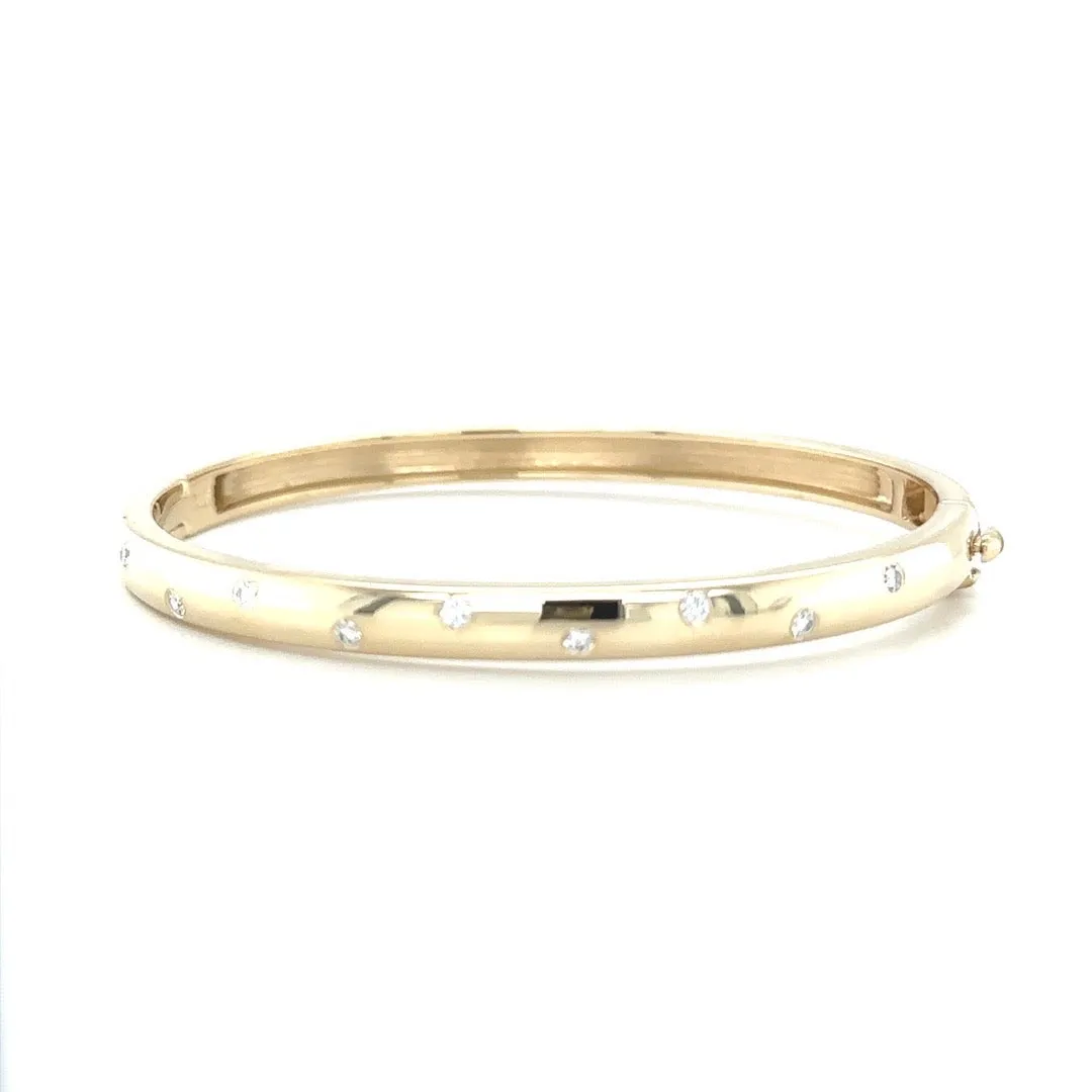 Round Edge Scatter Diamond Bangle