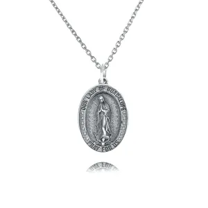 S925 Personalized Religious Cameo Virgin Mary Vintage Coin Necklace