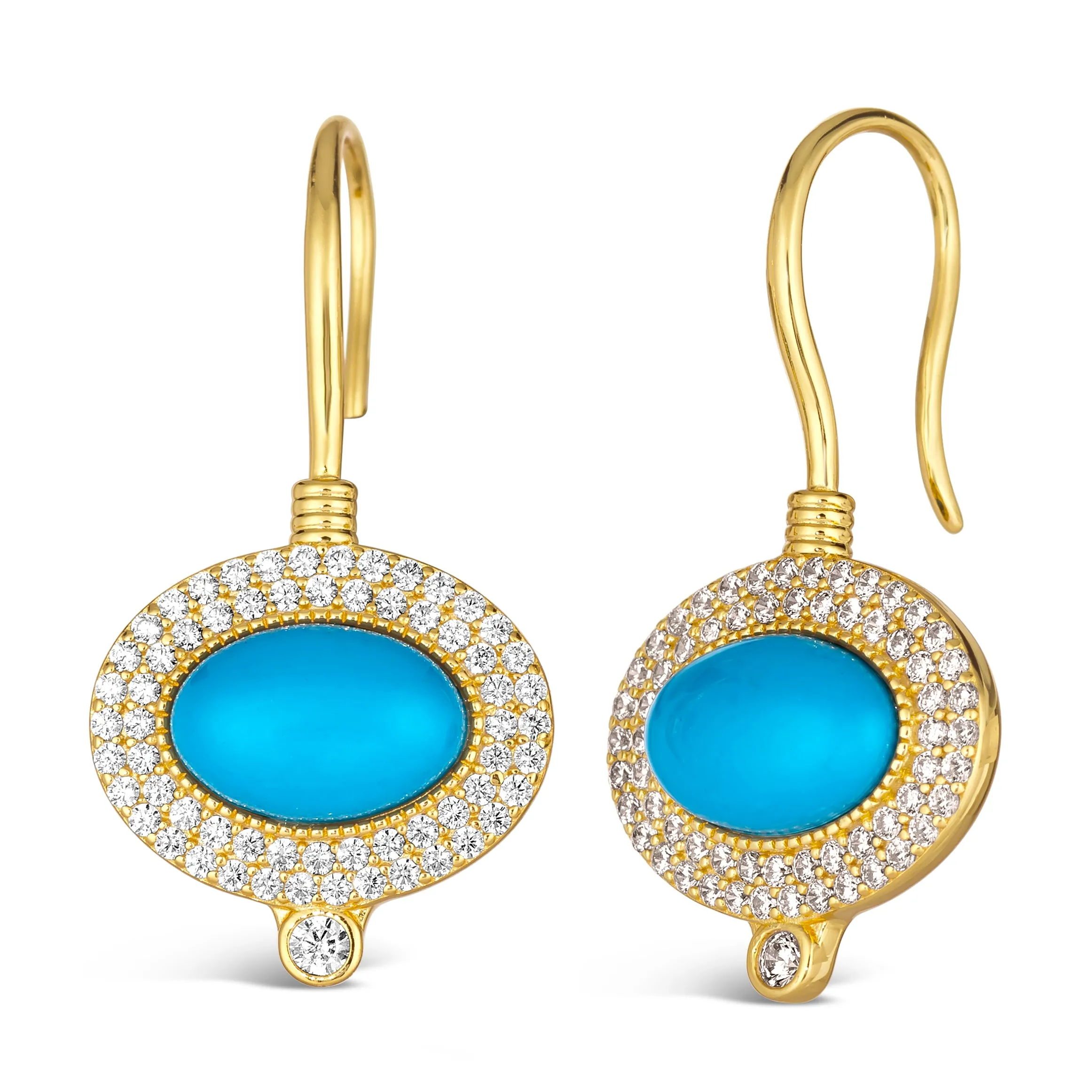 Santa Fe Turquoise Dangles in Gold