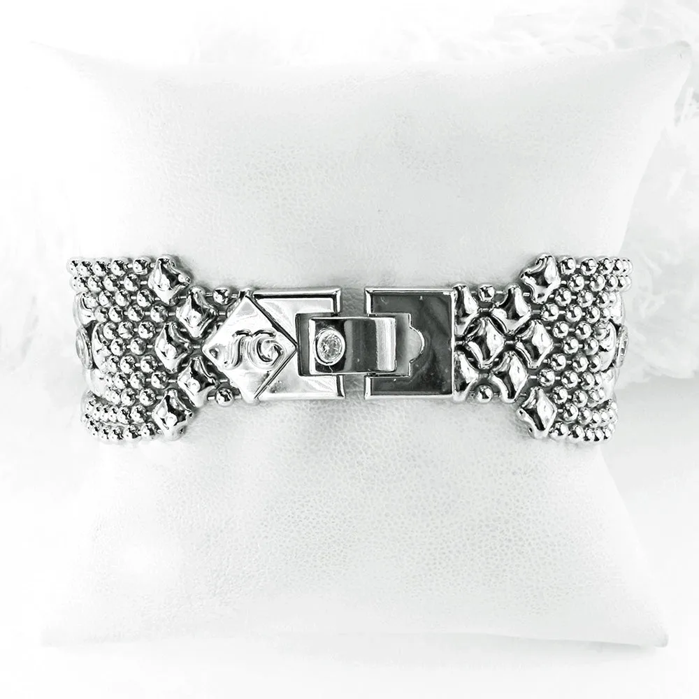 SG Liquid Metal ICB5-N Chrome Finish Bracelet with Zircons and Swarovski Crystal by Sergio Gutierrez