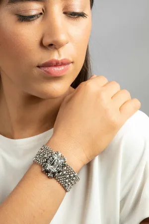 SG Liquid Metal RTB12-AS Antique Silver Bracelet with Swarovski Crystals by Sergio Gutierrez