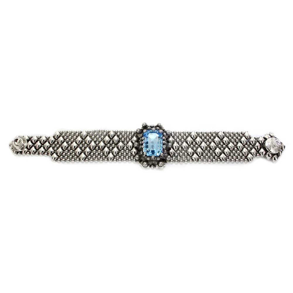 SG Liquid Metal RTB12-AS Antique Silver Bracelet with Swarovski Crystals by Sergio Gutierrez