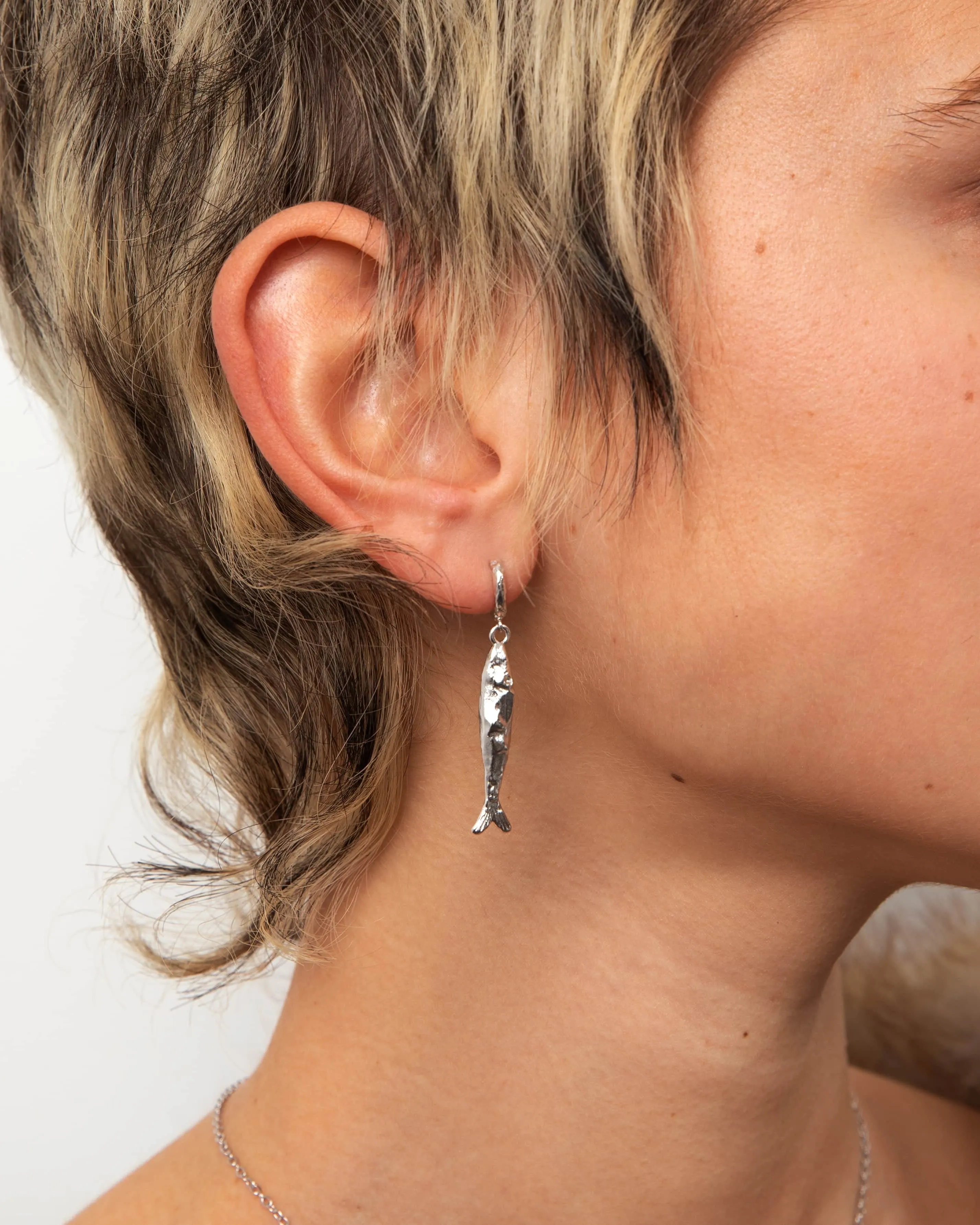 Silver Anchovy Earrings