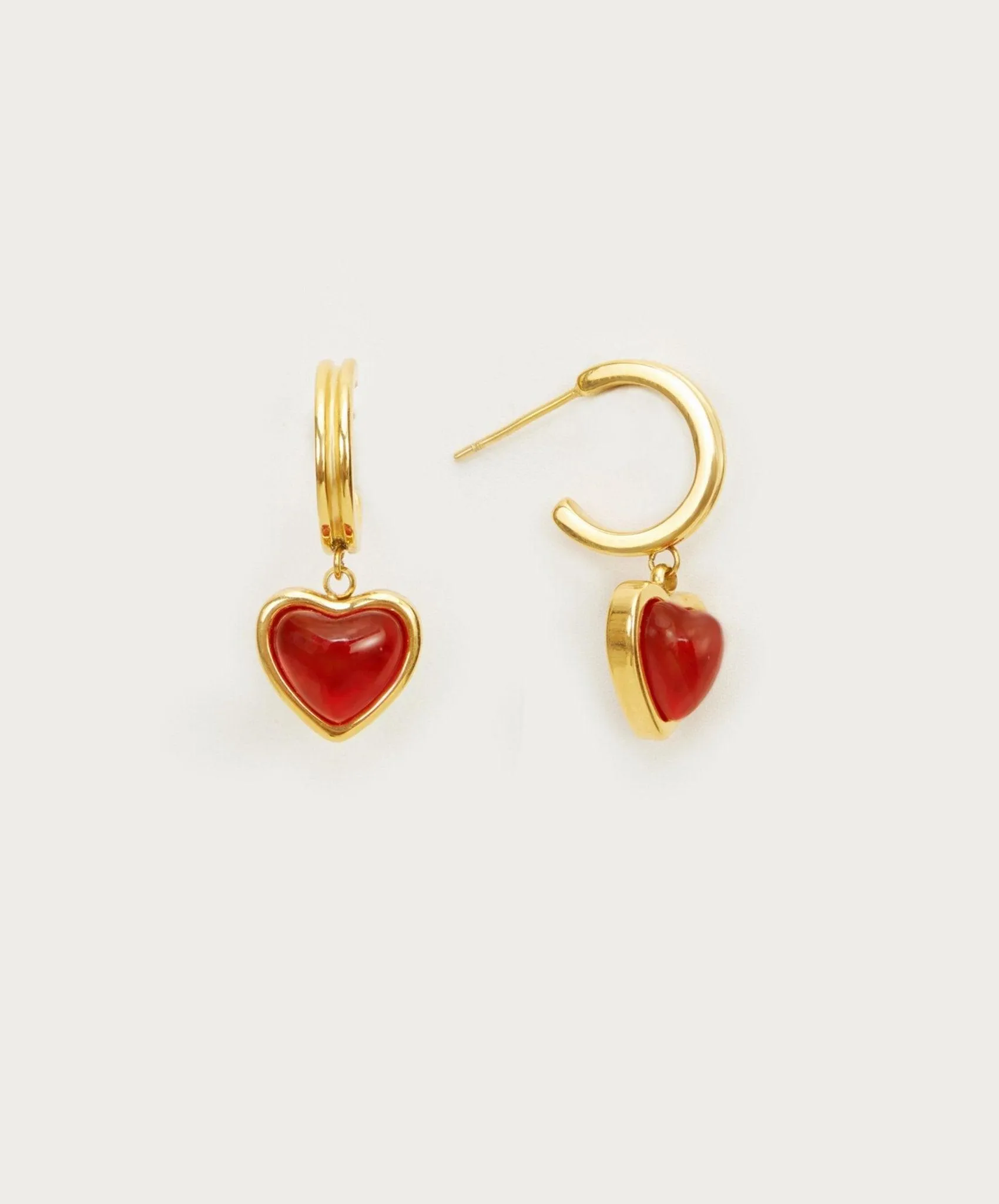 Silver Carnelian Stone Hoop Earrings