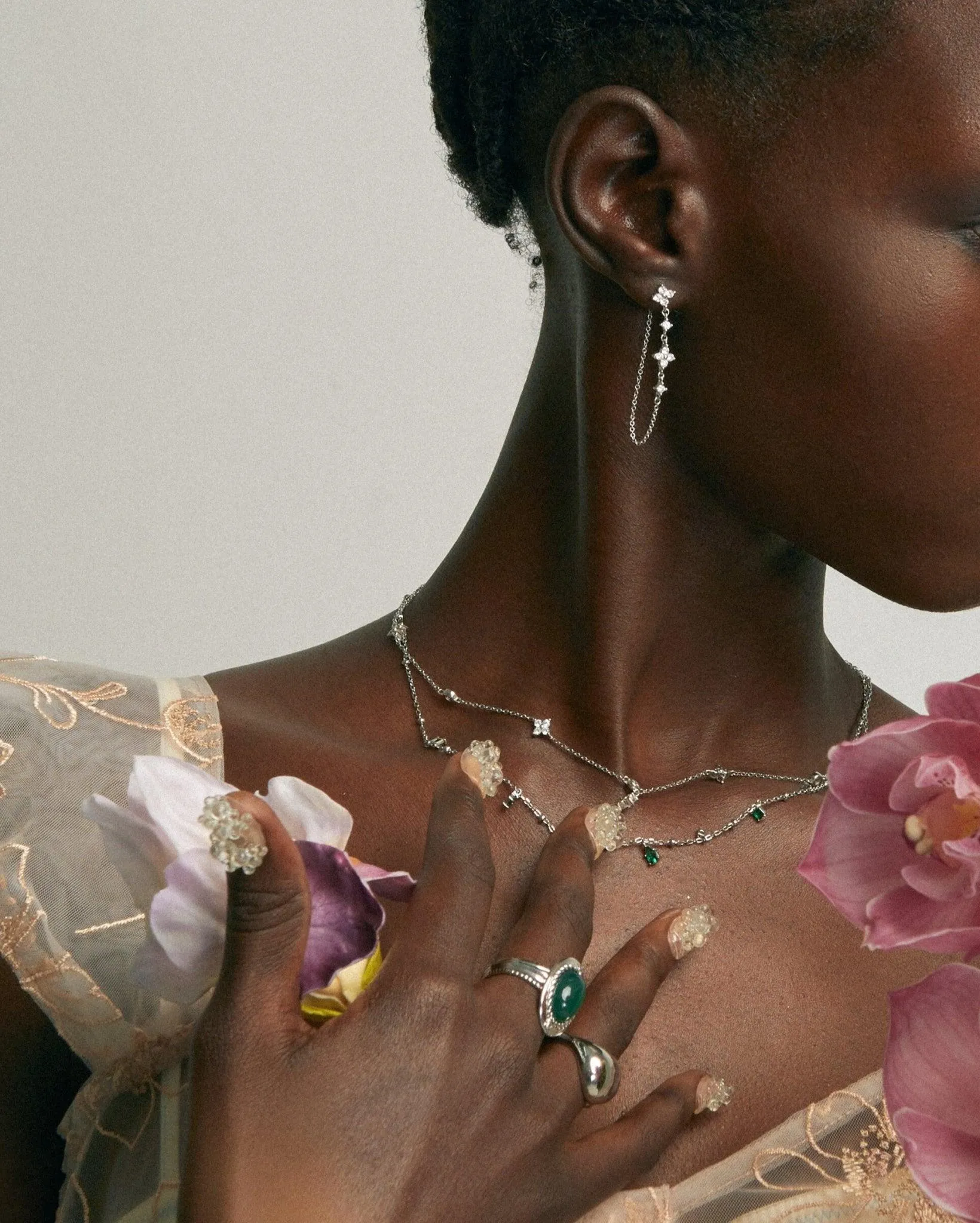 Silver Clover Drop Earrings