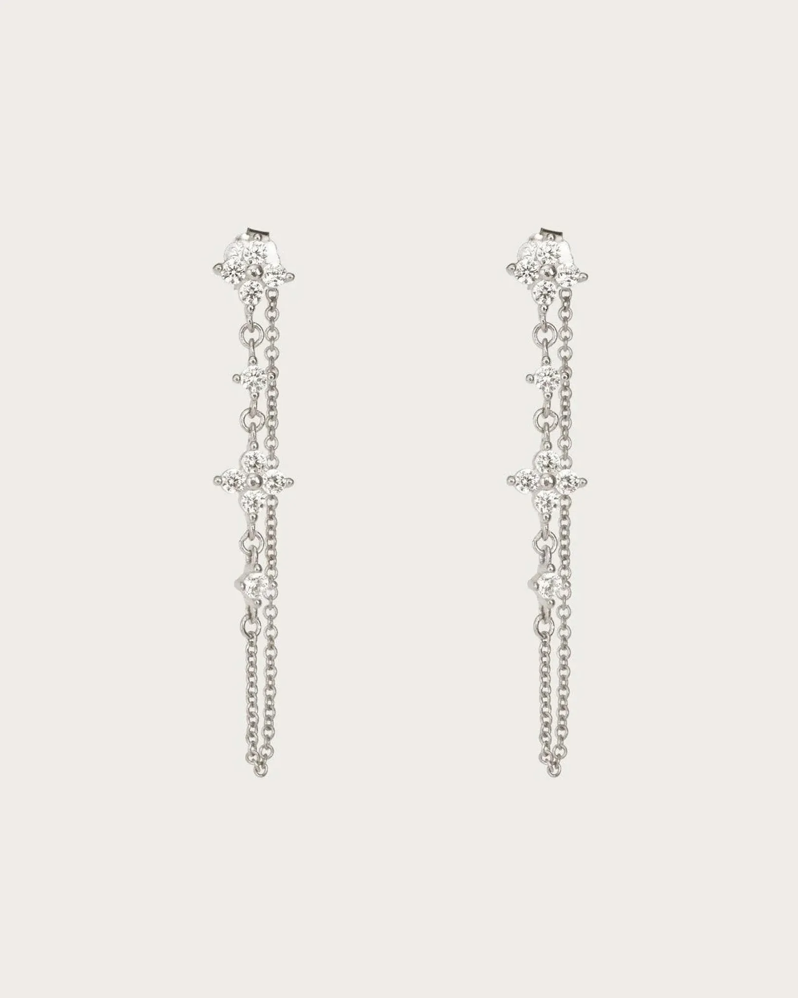 Silver Clover Drop Earrings
