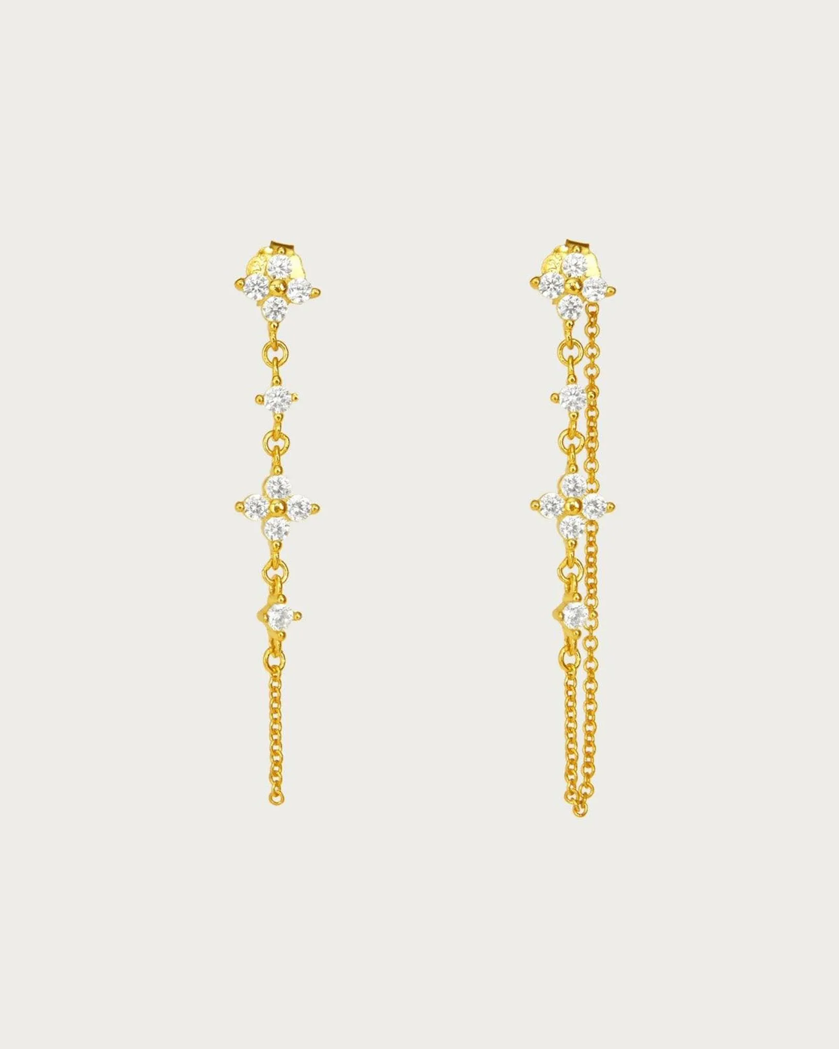 Silver Clover Drop Earrings