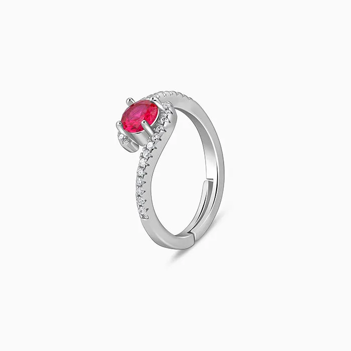 Silver Red Rebel Ring