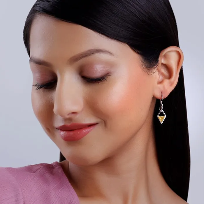 Silver Yellow Prism Earrings