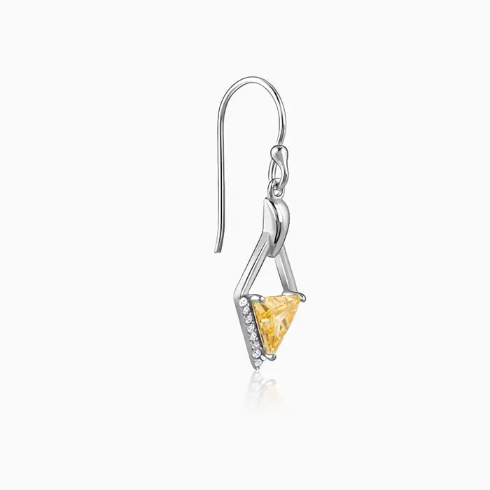 Silver Yellow Prism Earrings