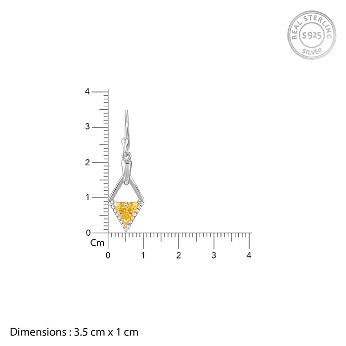 Silver Yellow Prism Earrings