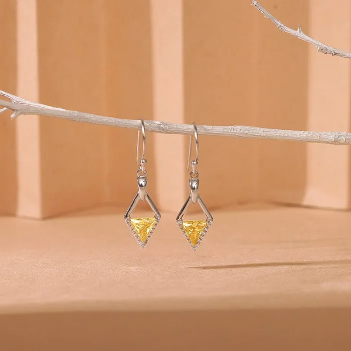 Silver Yellow Prism Earrings
