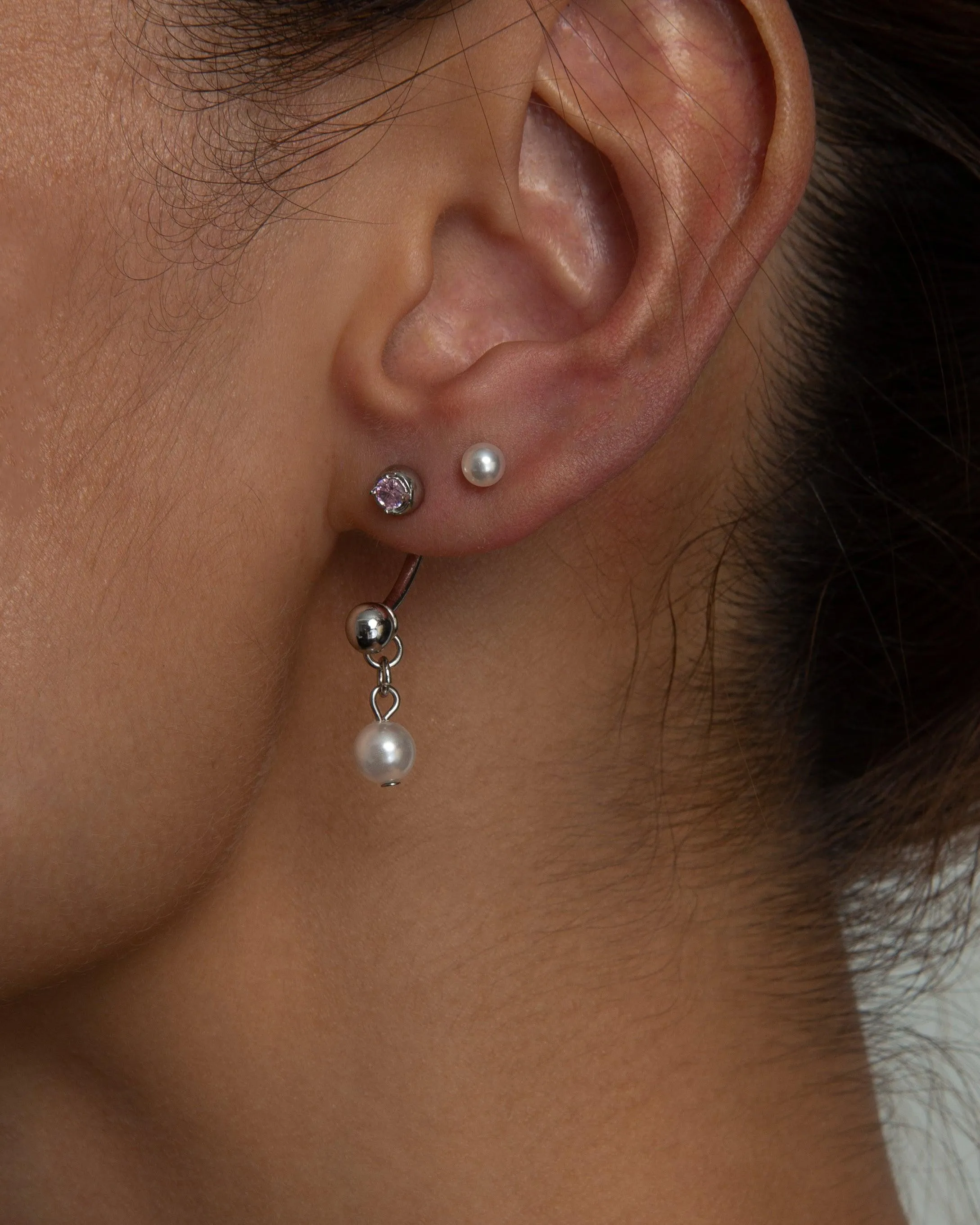 Single Pearl Flat Back Helix Earring