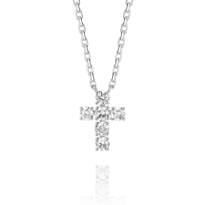 Small Diamond Cross Pendant White Gold