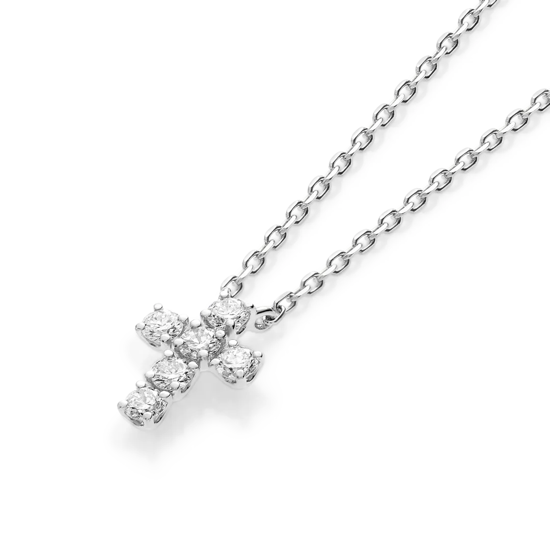 Small Diamond Cross Pendant White Gold