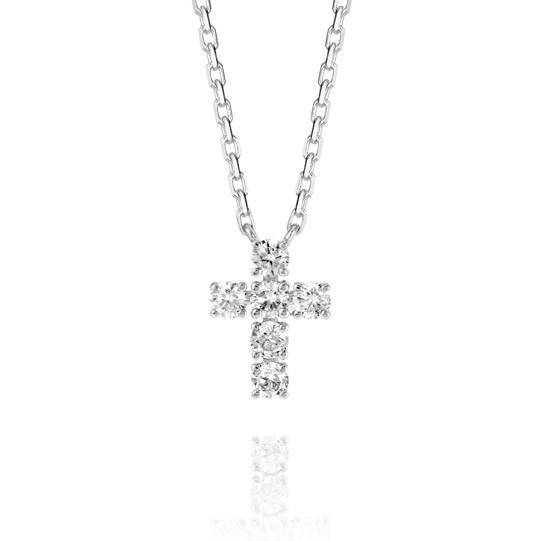 Small Diamond Cross Pendant White Gold