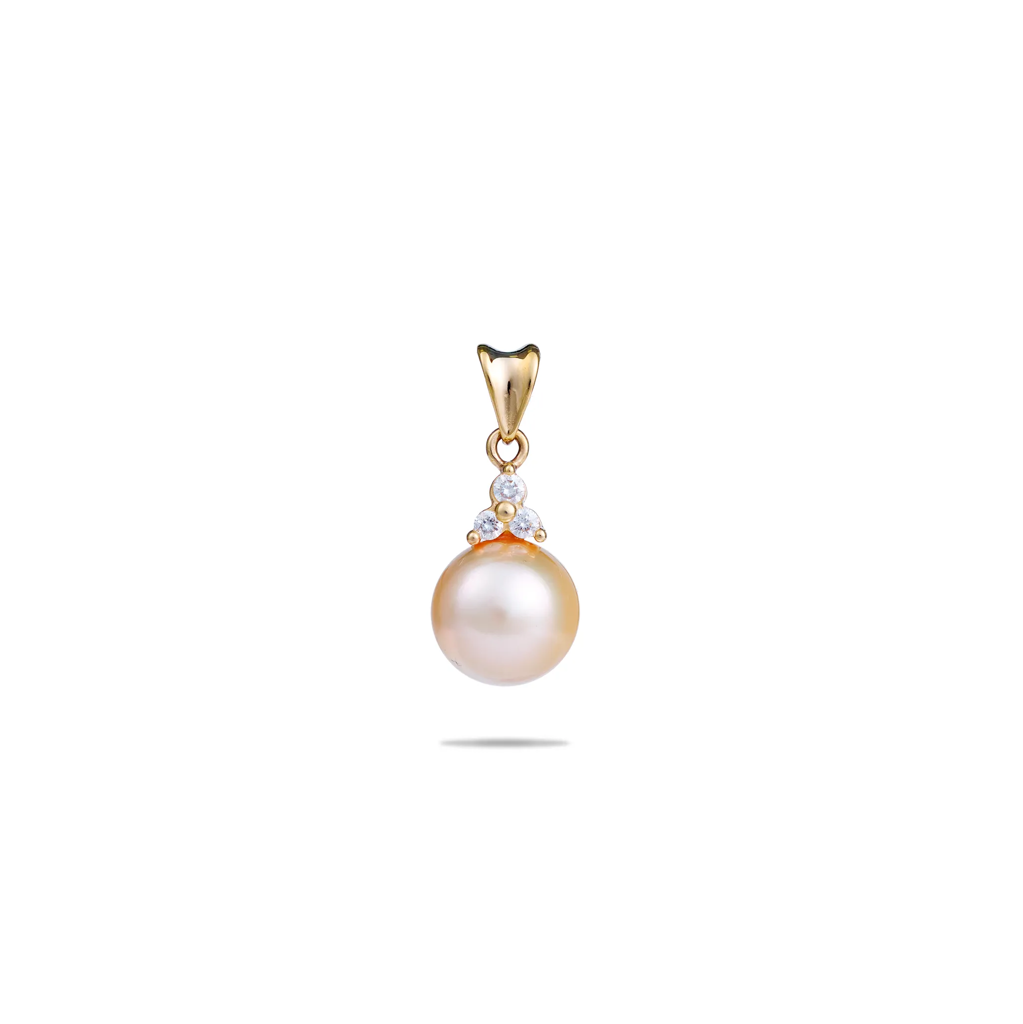 South Sea Gold Pearl Pendant in Gold with Diamonds - 9-10mm