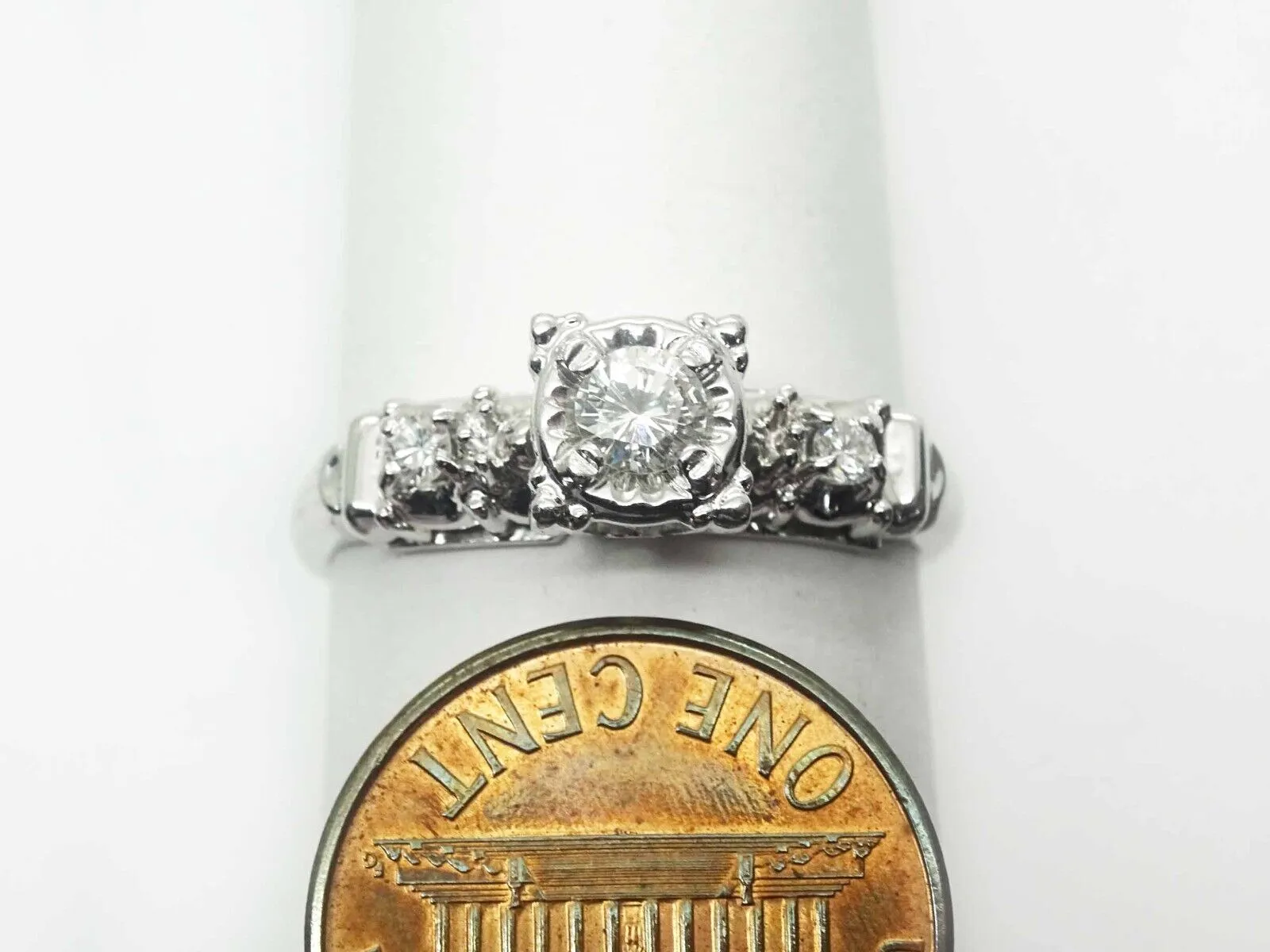 Spreckman "Blu-Ray" 0.35ct tw Natural Diamond Ring 14k White Gold Size 10.25