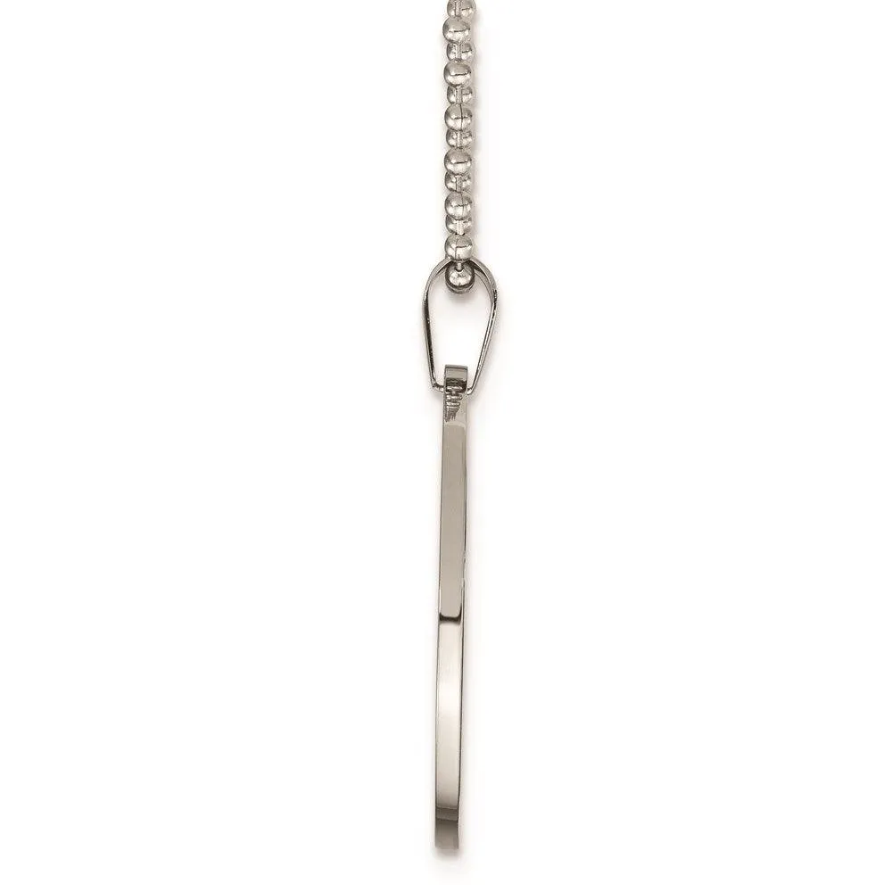 Stainless Steel Brushed & Polished Circle 2mm Thick Dog Tag Necklace