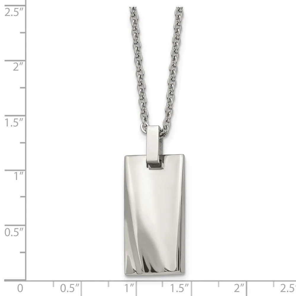Stainless Steel Polished Concave 22in Necklace
