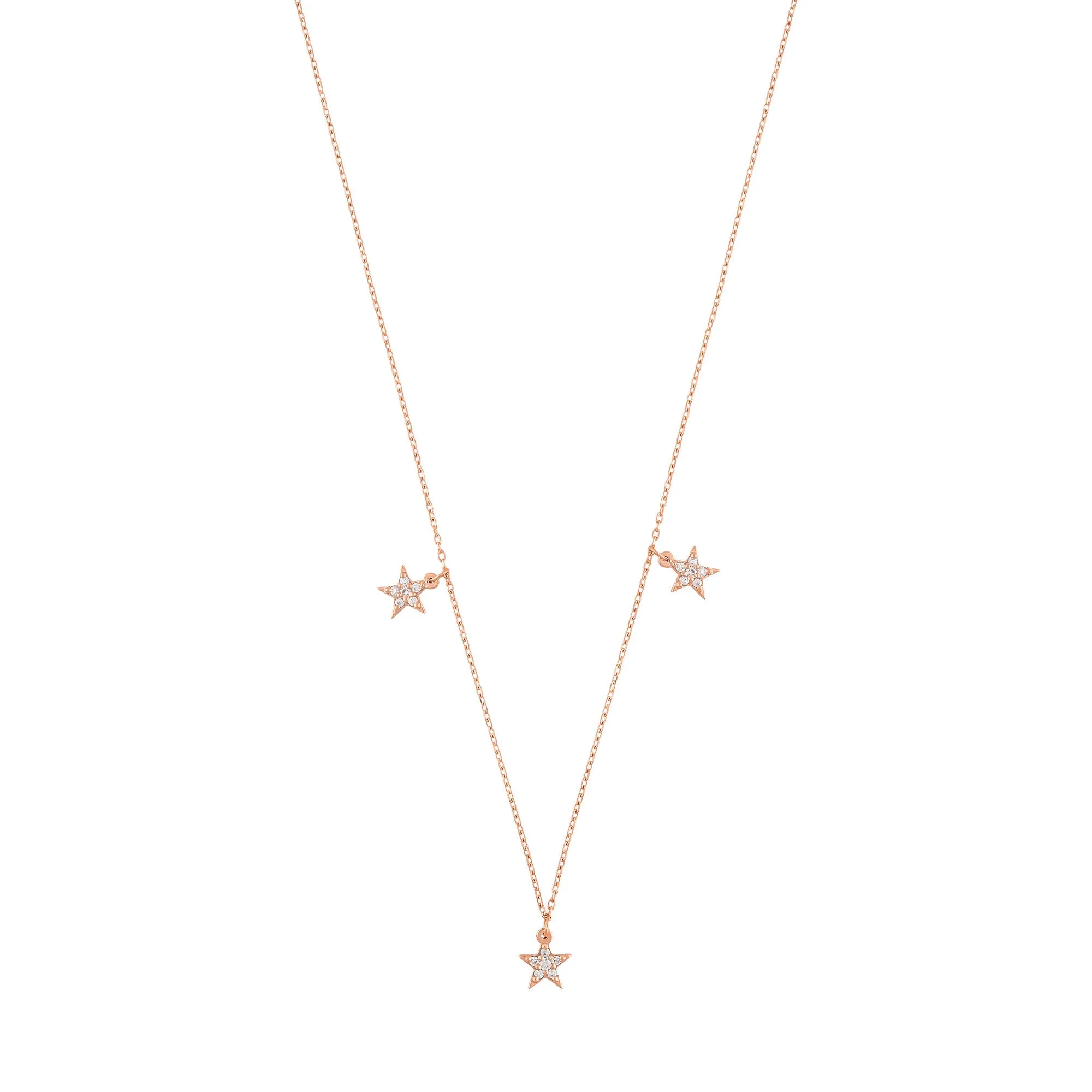 Star 18K Rose Gold Necklace w. Diamonds