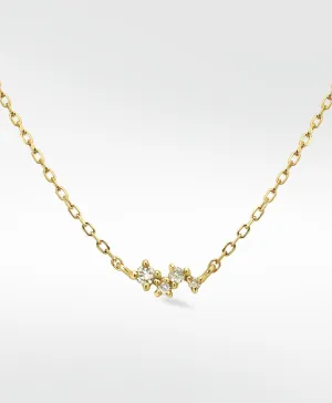 Star Cluster 14K Gold Necklace w. Lab-Grown Diamond