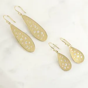 Stardust Diamond Organic Teardrop Hook Earrings
