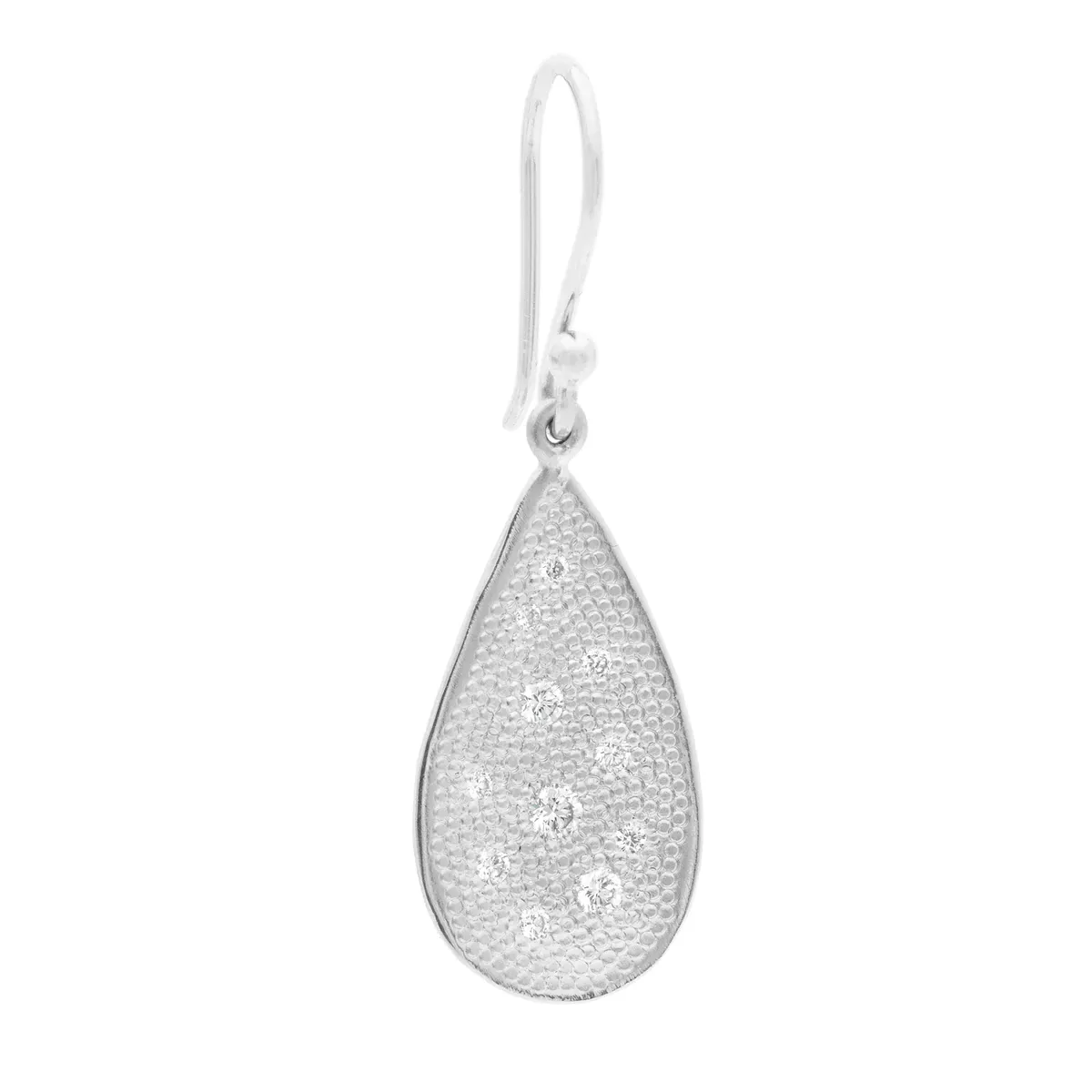 Stardust Diamond Organic Teardrop Hook Earrings
