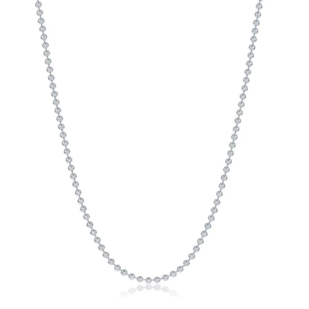 Sterling Silver 1.9mm Bead Chain, 10"