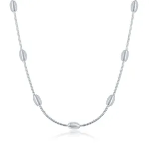 Sterling Silver 4mm Snake and Oval Beads Chain, 24"