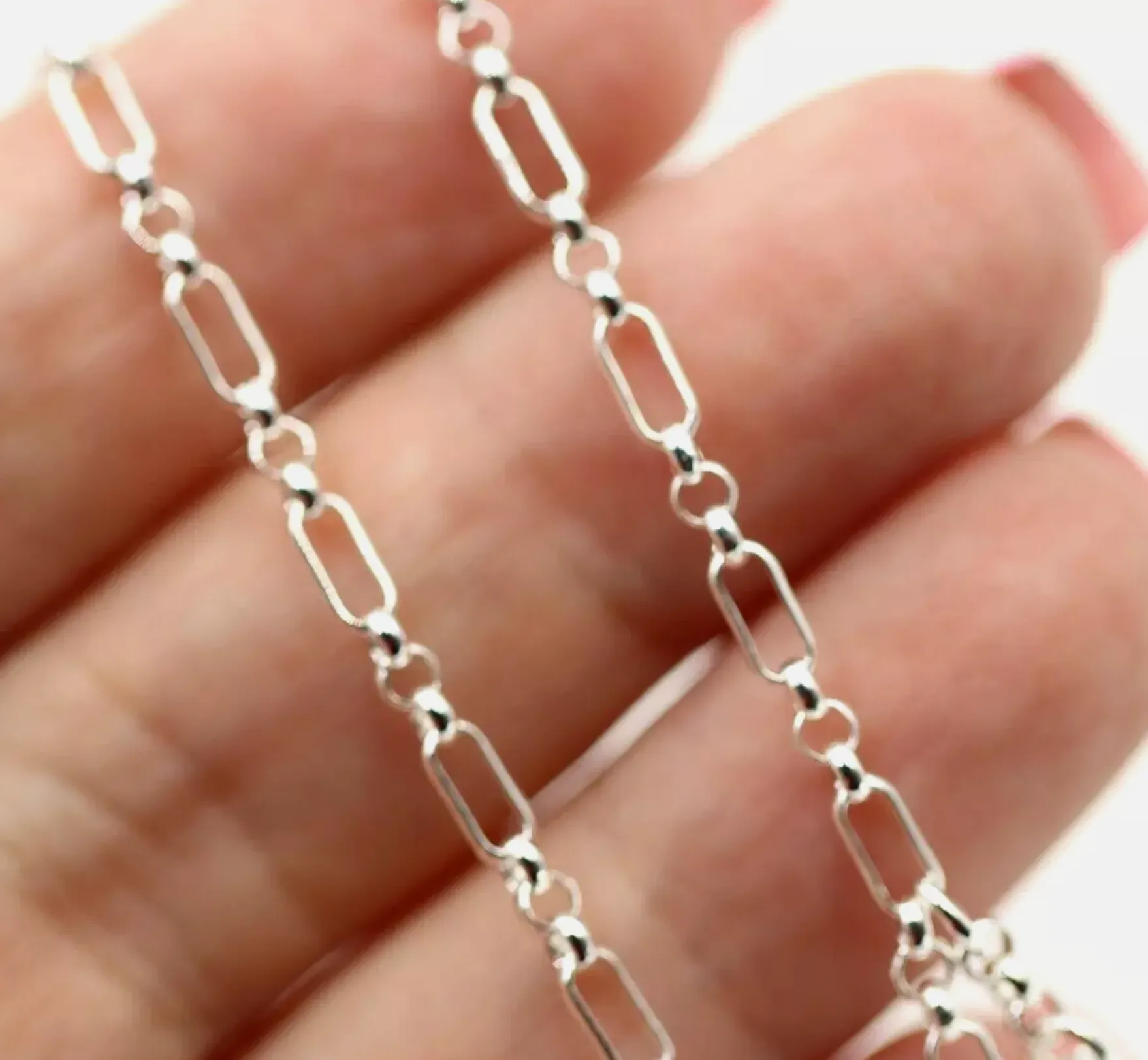 Sterling Silver 925 Figaro Belcher Anklet with Bubble Heart Charm 26cm