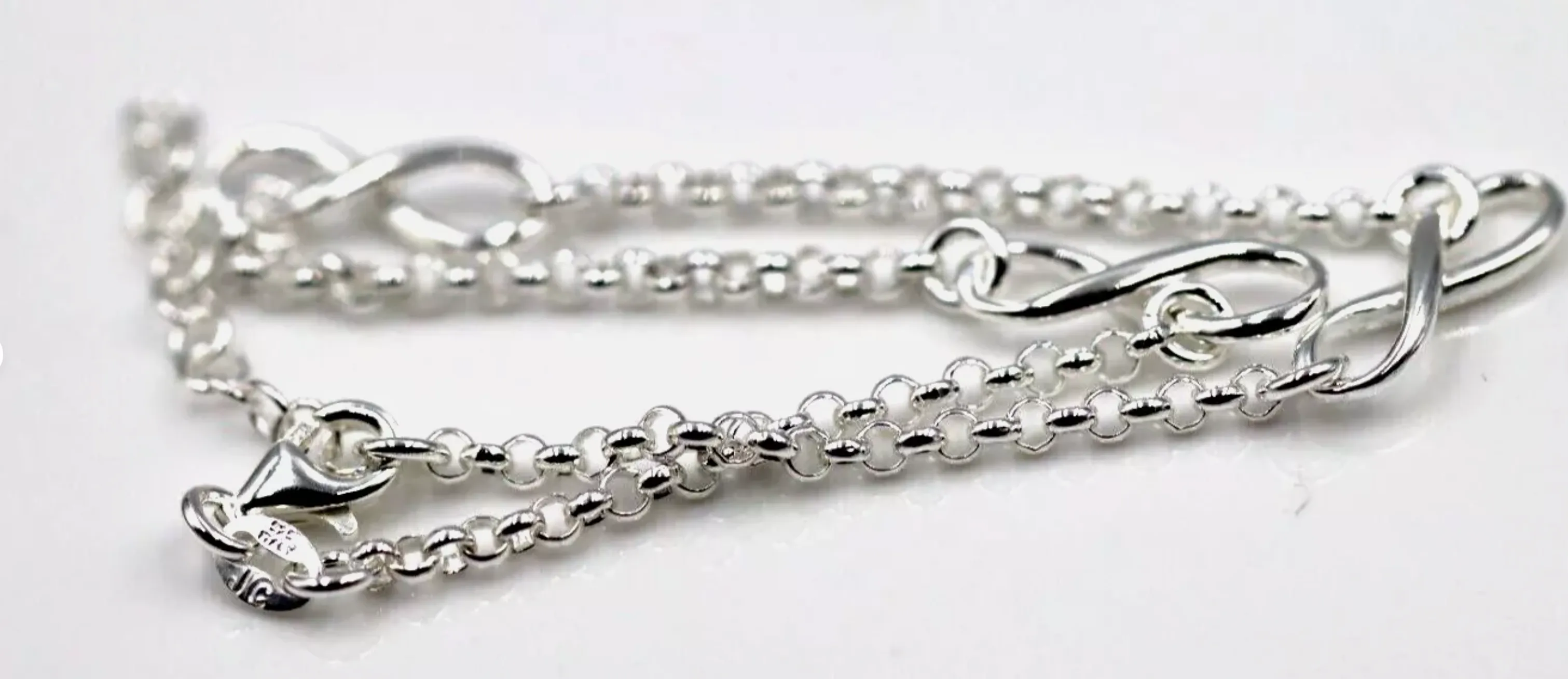 Sterling Silver 925 Infinity Belcher Anklet 23cm Chain   3cm Extender