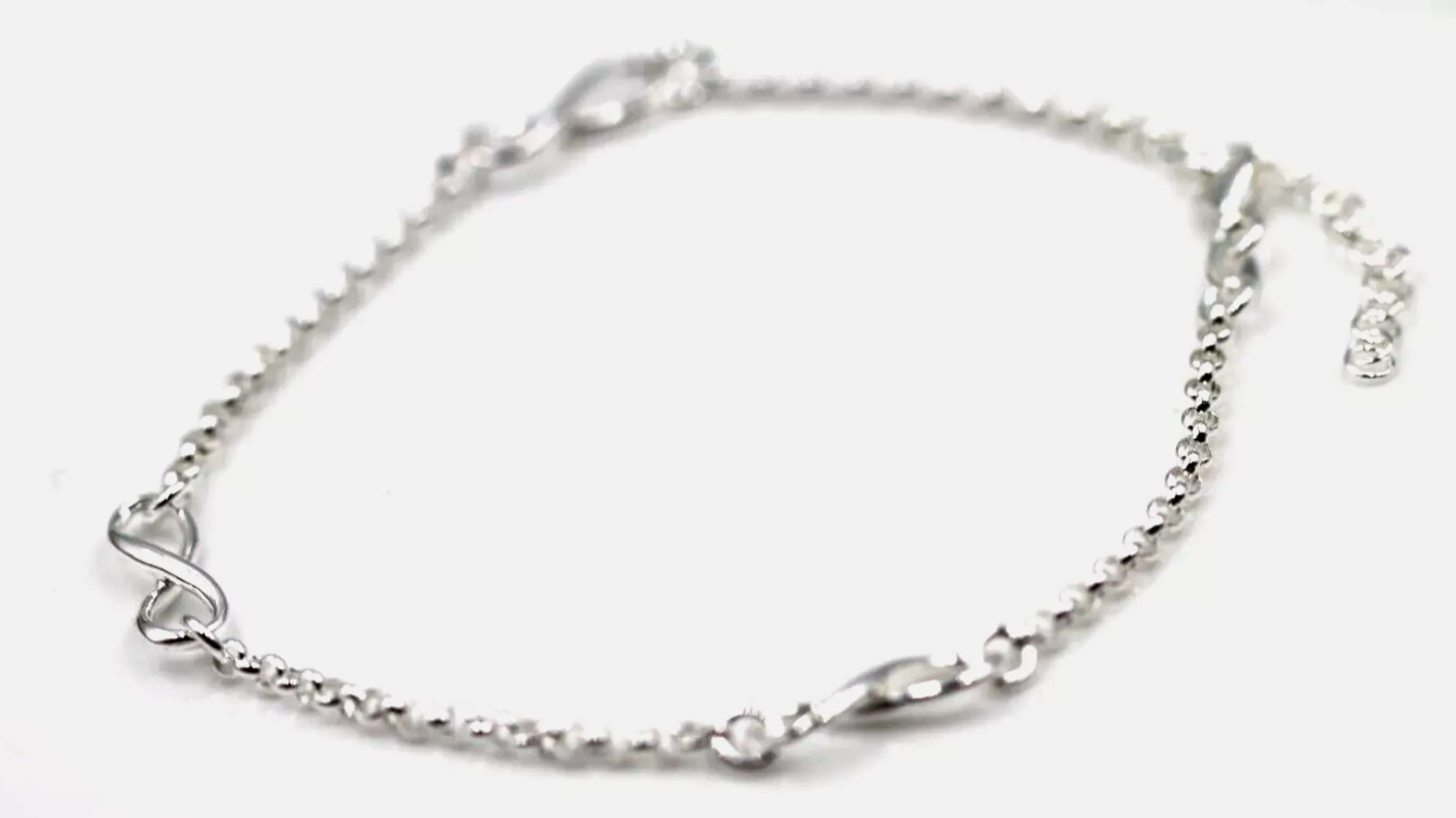 Sterling Silver 925 Infinity Belcher Anklet 23cm Chain   3cm Extender