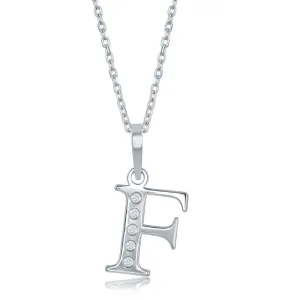 Sterling Silver Diamond "F" Initial Pendant Chain