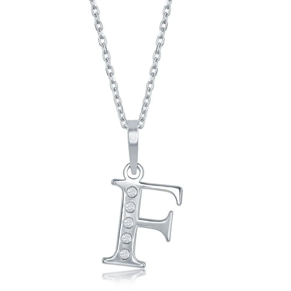 Sterling Silver Diamond "F" Initial Pendant Chain