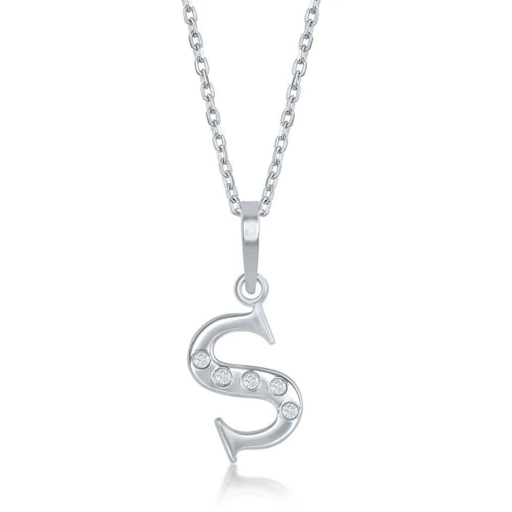 Sterling Silver Diamond "S" Initial Pendant Chain