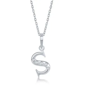 Sterling Silver Diamond "S" Initial Pendant Chain