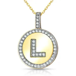 Sterling Silver Gold Plated Circle "L" Pendant with Chain
