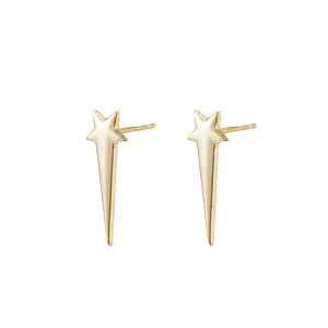 Sterling Silver Long Star Stud Earrings