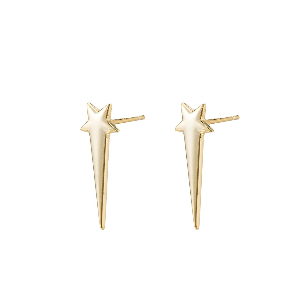 Sterling Silver Long Star Stud Earrings