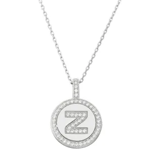 Sterling Silver Micro Pave Circle "Z" Pendant Chain
