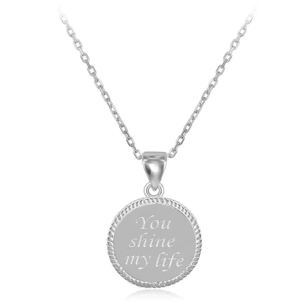 Sterling Silver "You Shine My Life" Pendant Chain