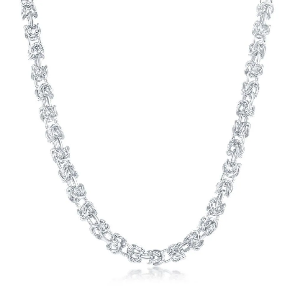 Sterling Silver Rhodium Plated 3mm Open Byzantine Chain, 20"
