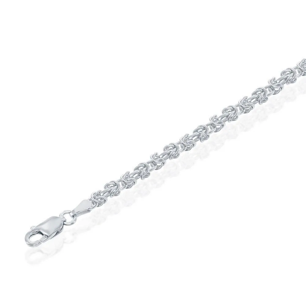 Sterling Silver Rhodium Plated 3mm Open Byzantine Chain, 20"