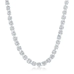 Sterling Silver Rhodium Plated 3mm Open Byzantine Chain, 20"