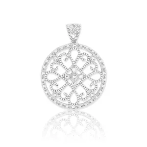 Sterling Silver Round Diamond Pendant Chain
