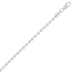 Sterling Silver Solid 3mm Bead Chain, 10"
