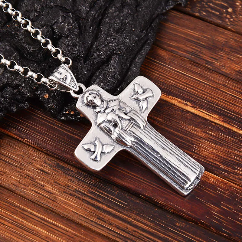 Sterling Silver Virgin Mary Cross Virgencita Necklace